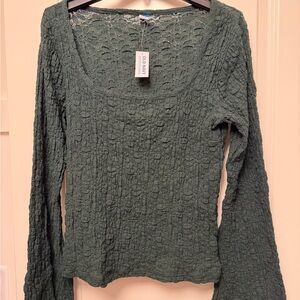 Old Navy Forest Green Textured Blouse